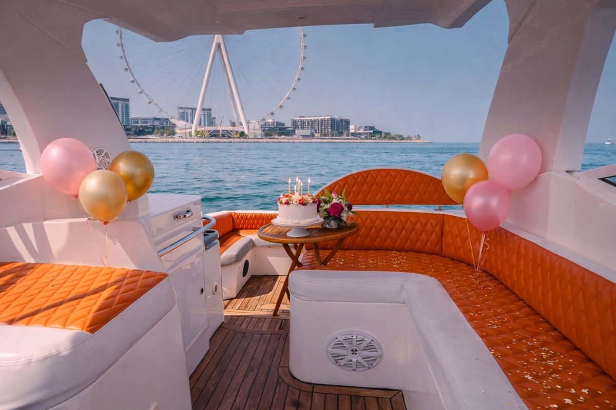 36 ft Luxury Oryx Birthday Yacht Dubai Deck