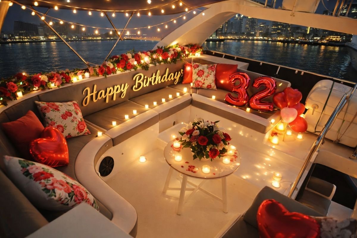 Golf Craft 48ft Birthday Yacht Dubai Setup