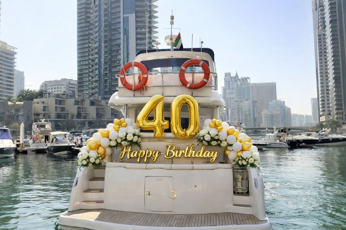 Majesty 55ft Birthday Yacht Dubai Deck