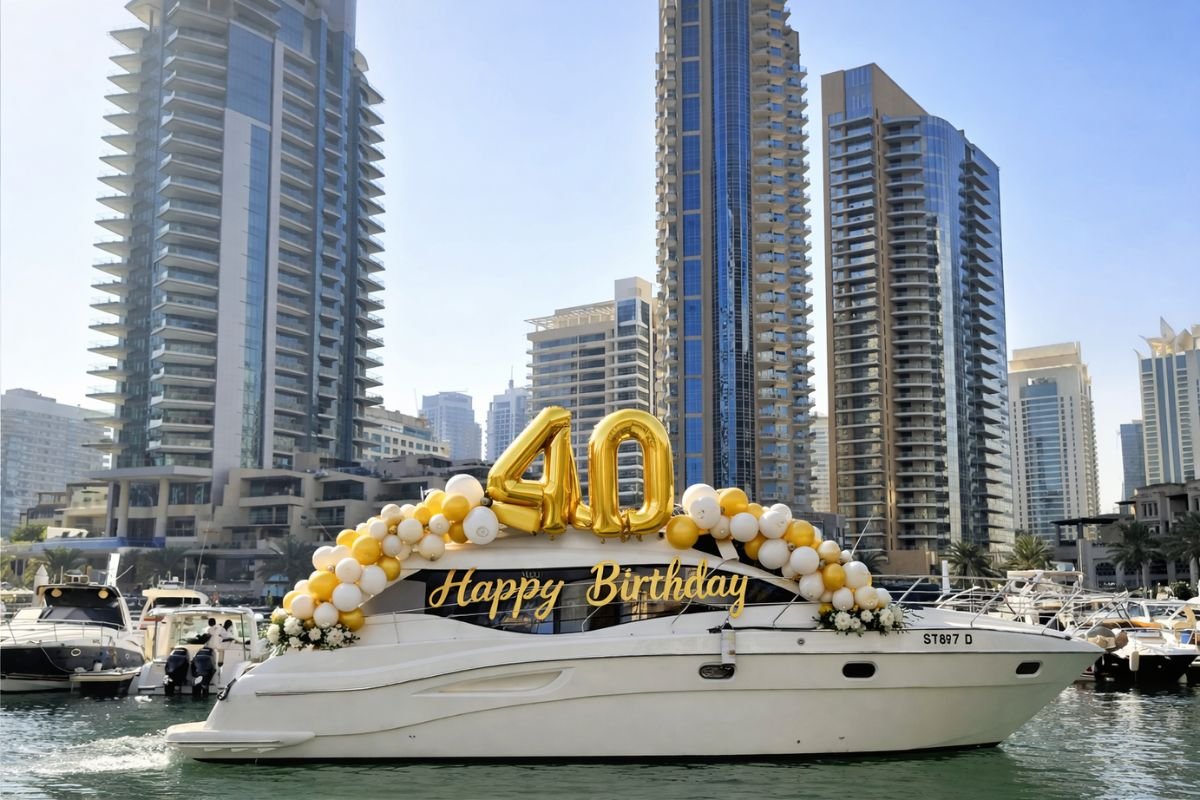 Majesty 55ft Birthday Yacht Decoration Dubai
