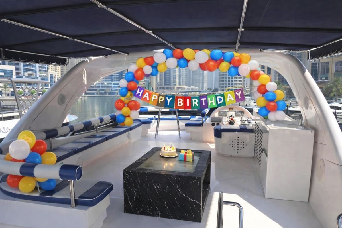90 ft Bu Mubarak Yacht Birthday Dubai Deck