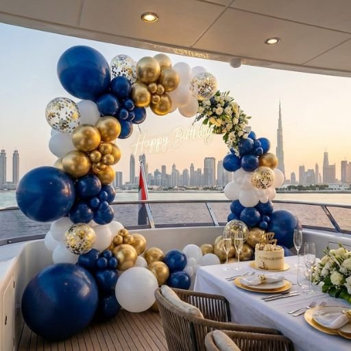 Luxury balloon decoration on yacht in Dubai
