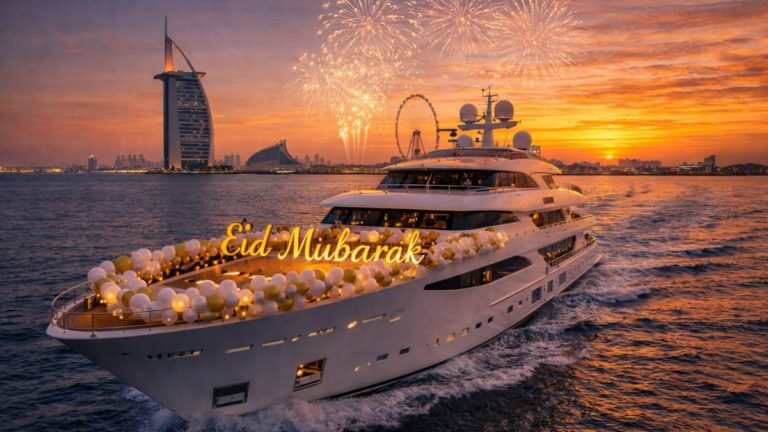 VIP yacht celebration for Eid Al Fitr 2026 Dubai activities in Dubai Marina